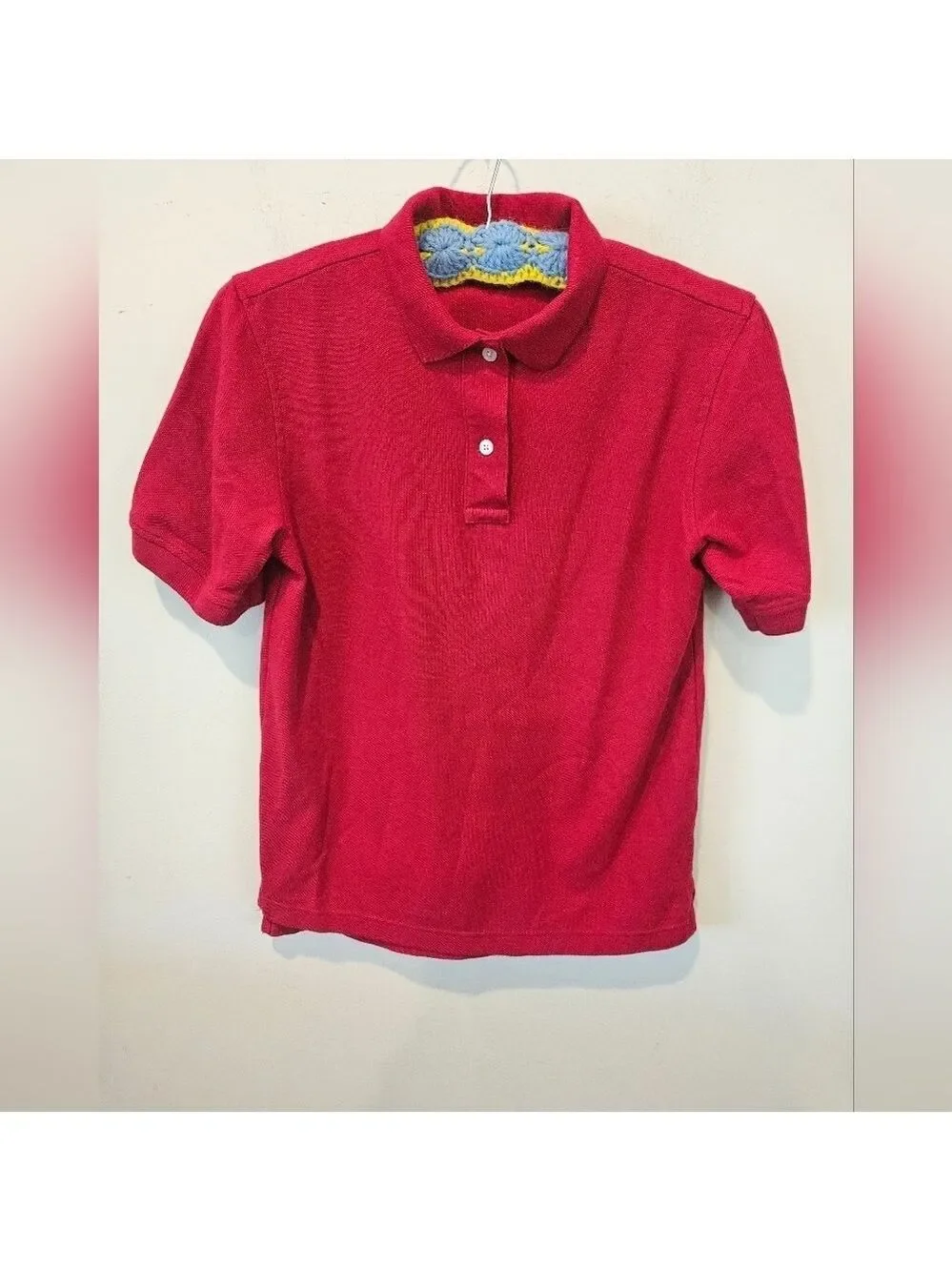 LANDS' END WOMEN'S RED SHORT SLEEVED 2 BUTTON PULLOVER POLO SIZE XS HIGH-LOW